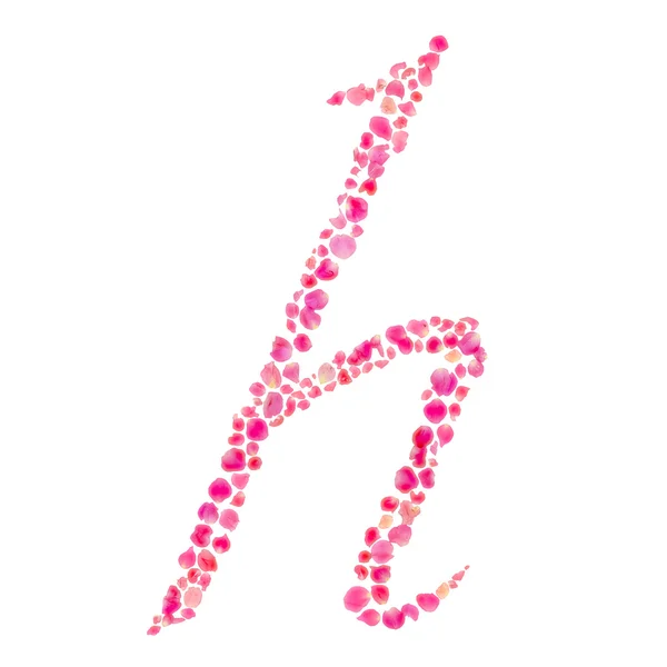 H Alfabeto compuesto con hojas de rosa aisladas en blanco — Foto de Stock