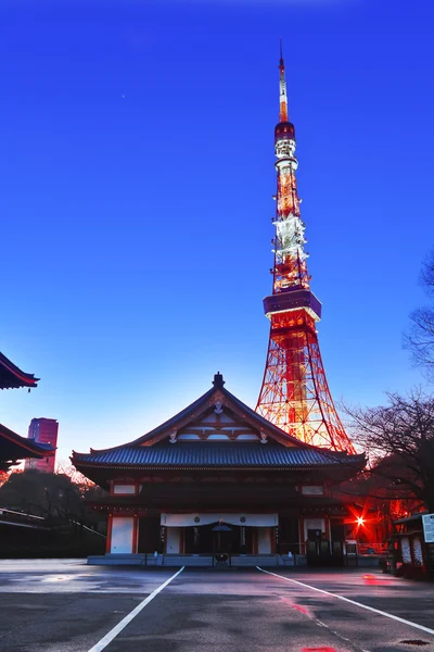 View of Tokyo tower from Zojoji Temple in Tokyo — Stock Photo, Image