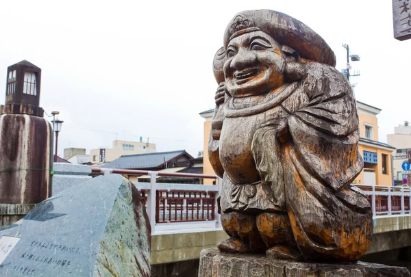 Estatua tallada en madera de Daikokuten en Takayama — Foto de Stock