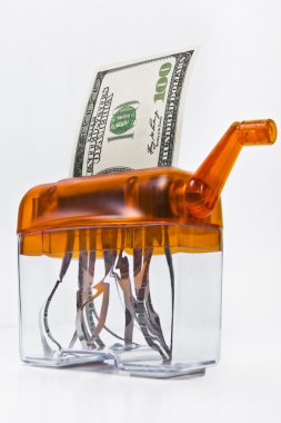Doları banknot değerini azaltmak kağıt parçalayıcı portays içinde