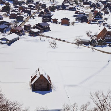 shirakawago yılında ogimachi Köyü'nde shiroyama bakış açısından görüntüleme