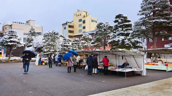 Jinya-mae ranní trh v takayama — Stock fotografie