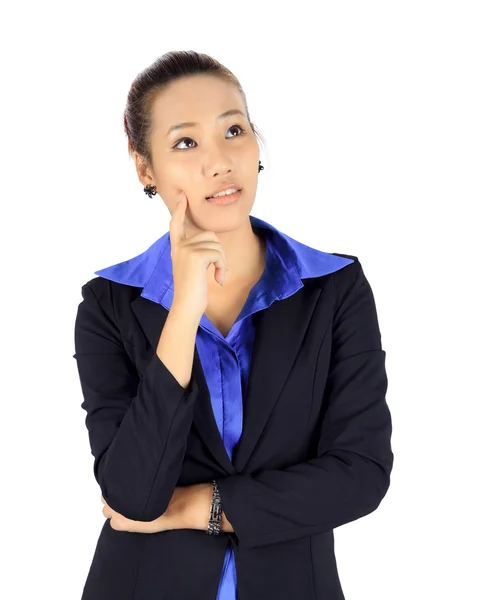 Isolated young asian business woman on white — Stock Photo, Image