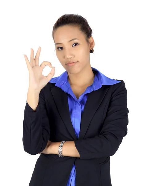 Isolated Young Asian Business Woman on White — Stock Photo, Image