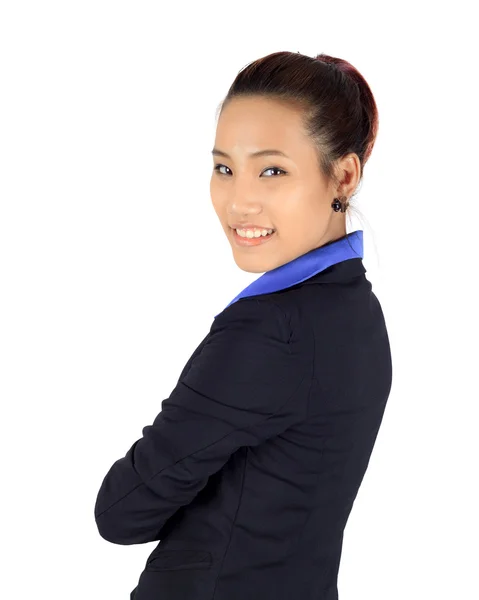 Изолированная молодая азиатская деловая женщина на белом — стоковое фото