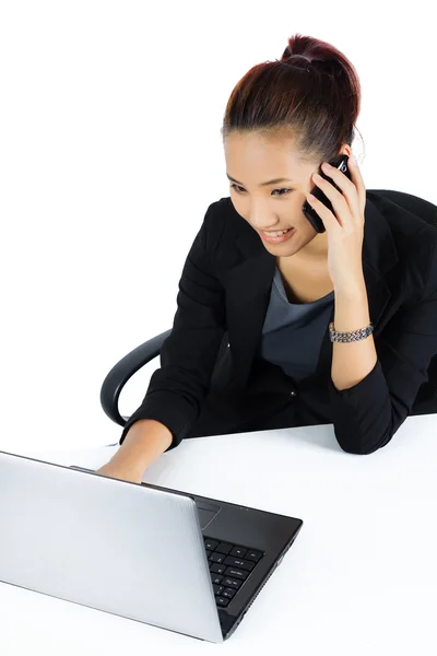 Young Asian Business Woman on White — Stock Photo, Image