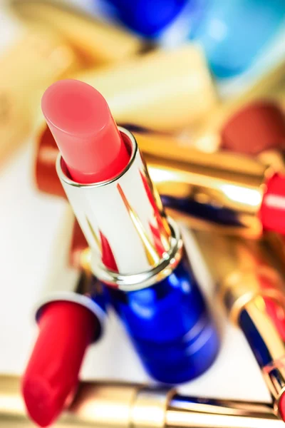 Isolated various colorful lipsticks shade on white — Stock Photo, Image