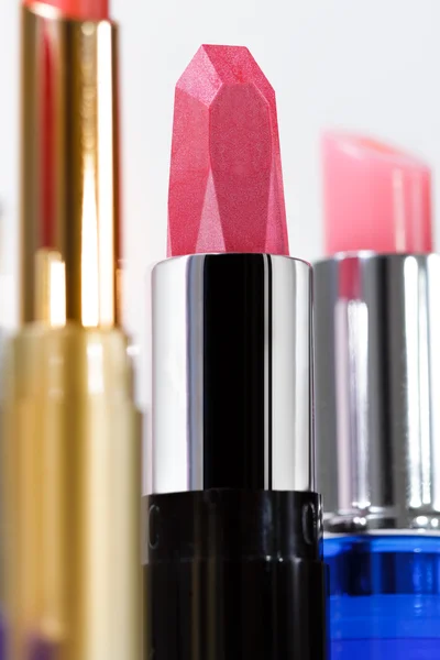 Isolated various colorful lipsticks shade on white — Stock Photo, Image