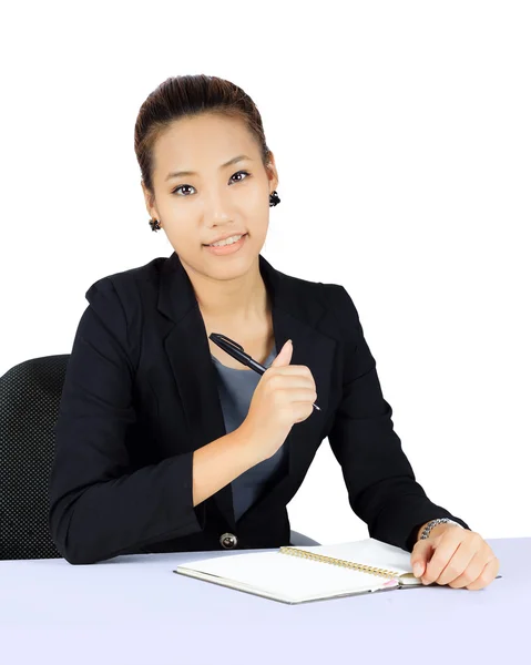 白の孤立した若いアジア ビジネス女性 — ストック写真