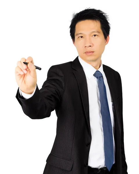 Średnim wieku azjatycki biznes mężczyzna na białym tle — Zdjęcie stockowe