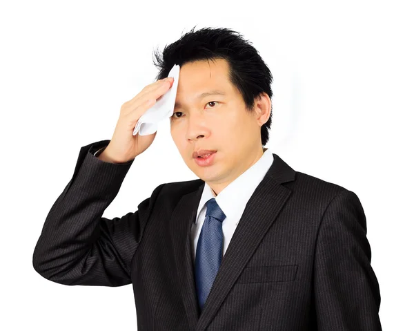 Isolated middle age Asian business man on white — Stock Photo, Image