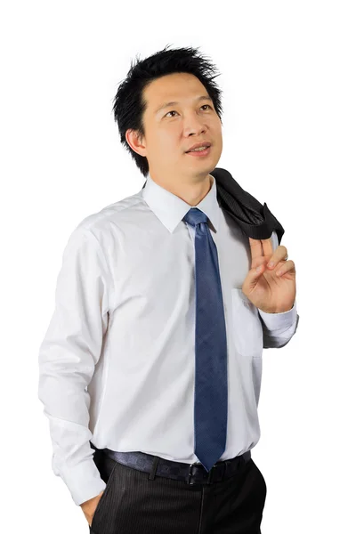 Aziatische zakenman van middelbare leeftijd op wit — Stockfoto