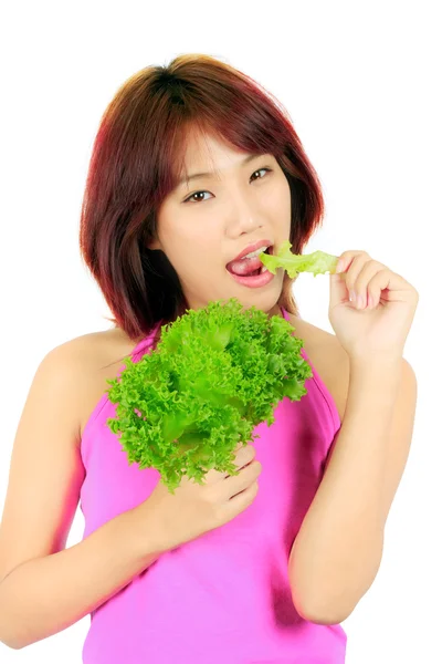 Jeune femme asiatique avec des légumes — Photo