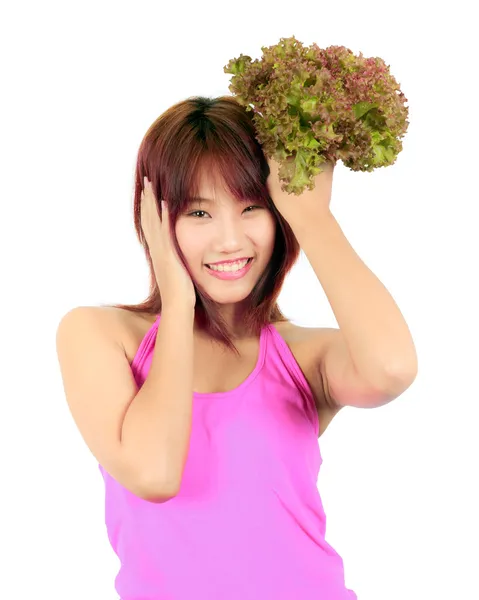 Mladá asijská žena se zeleninou — Stock fotografie