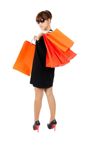 Joven asiático mujer con compras bolsas —  Fotos de Stock