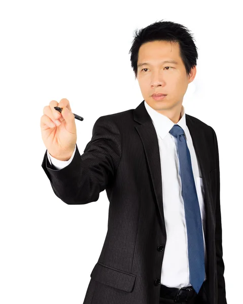 Średnim wieku azjatycki biznes mężczyzna na białym tle — Zdjęcie stockowe
