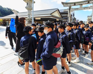 kimliği belirsiz dazaifu tenmangu Japon öğrenci grubu