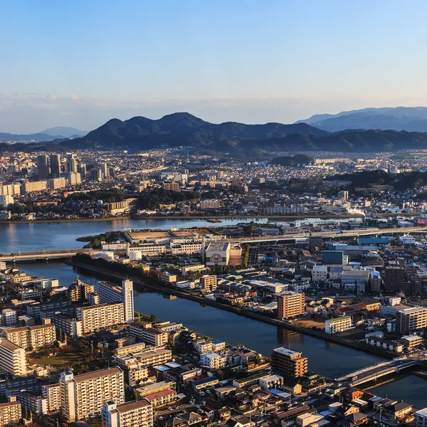 Fukuoka depuis la vue aérienne — Photo