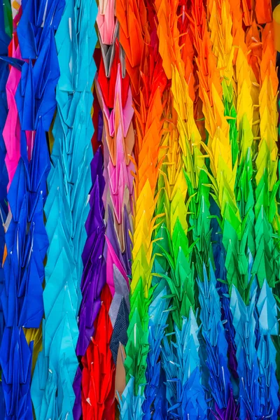 Colorful paper folded vranes at Hiroshima Central Park — Stock Photo, Image