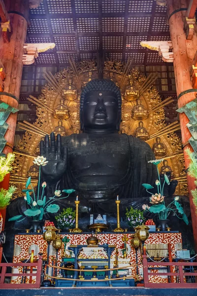 Den stora Buddhastatyn (daibutsu) på todaiji temple i nara — Stockfoto