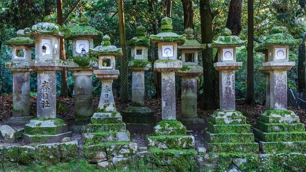 Lanternes en pierre au sanctuaire Kasuga Taisha à Nara — Photo