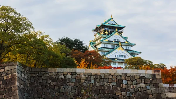 Castillo de Osaka con hojas de otoño en otoño —  Fotos de Stock