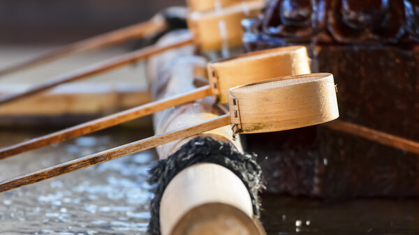 Japanese water dippers at a Japanese temple