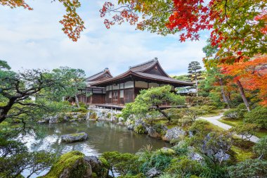 chisen-kaiyushiki, Kyoto ginkaku-ji Tapınağı bahçede havuz-yürüyüş