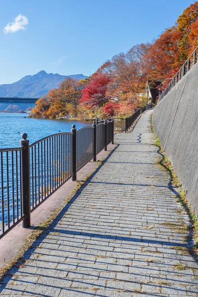 Walking Course of Lake Kawaguchi (Kawaguchiko) at Fujikawaguchiko in Japan — Stock Photo, Image