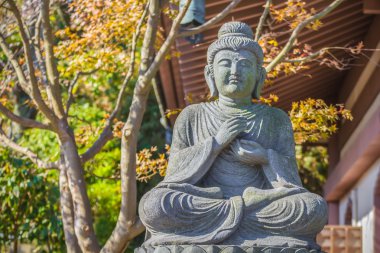 Muhafızların Hasedera tapınağında Kamakura Buddha heykeli