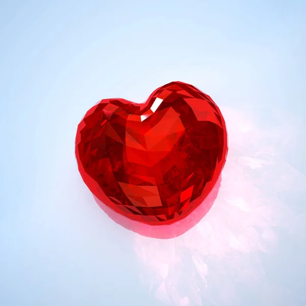 Renderowanie Ruby Diamond Heart — Zdjęcie stockowe