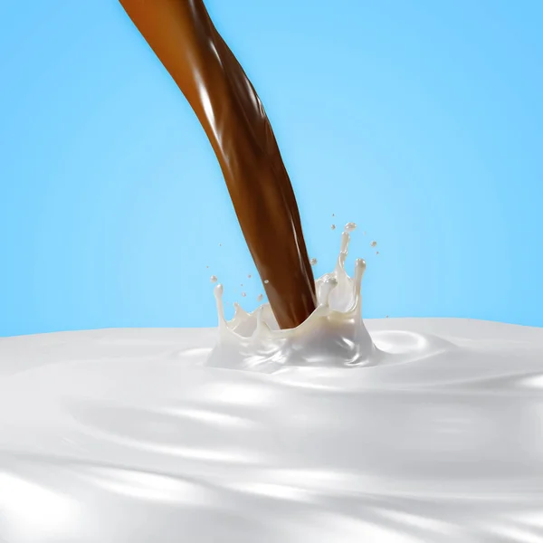 Rendering Isolated Liquid Chocolate Splash Pouring Liquid Chocolate — Stockfoto