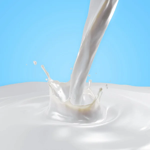 渦巻くリップルと絶縁型液体ミルクスプラッシュの3Dレンダリング — ストック写真