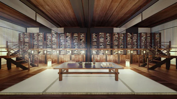 Rendering Ancient Chinese Bamboo Scroll Book Library — Zdjęcie stockowe