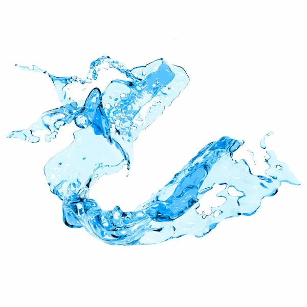 Rendering Abstract Clear Water Splash White Background — ストック写真