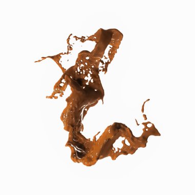 Soyut Zengin Koko Kahvesi 'nin Beyaz Arkaplanda Üç Boyutlu Hazırlanması