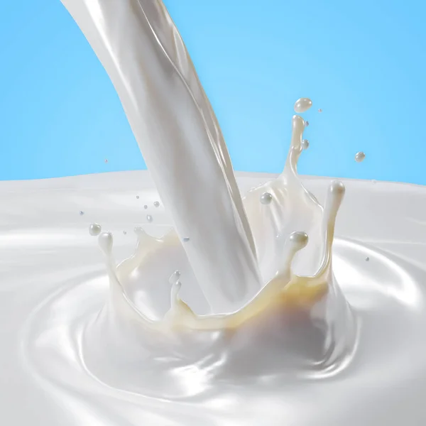 Rendering Isolated Liquid Milk Splash Swirling Ripple — Stockfoto