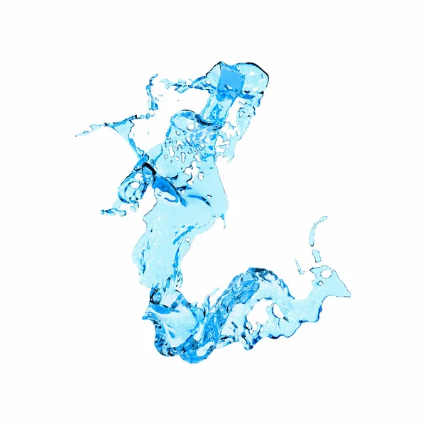 Rendering Abstract Clear Water Splash White Background — Foto de Stock