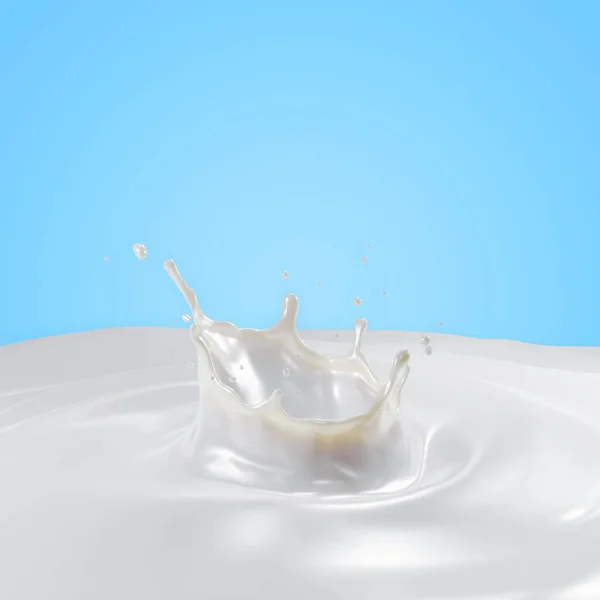 旋转波纹分离液态奶飞溅的三维渲染 — 图库照片