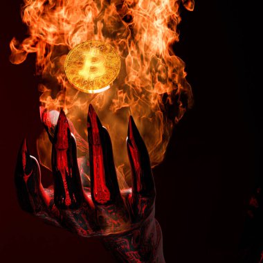 Şeytan Elli 'nin 3 Boyutlu Hazırlanması Sıcak Ateşli Altın Bitcoin Yakıyor