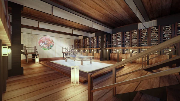 Rendering Ancient Chinese Bamboo Scroll Book Library — Stock Photo, Image