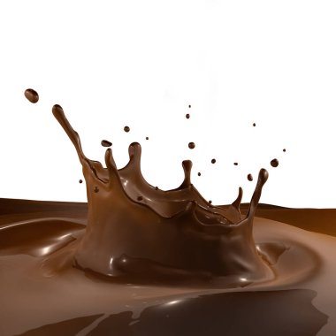 3D Rendering of Isolated Liquid Chocolate Splash with Swirling Ripple