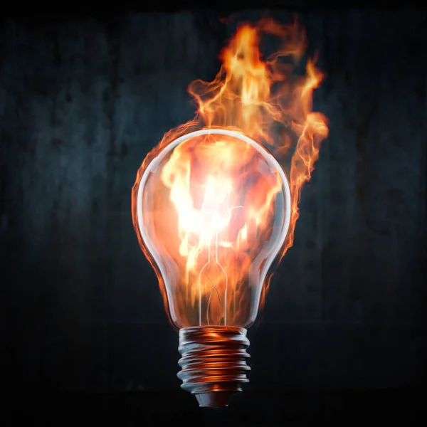 Rendering Light Bulb Burnt Flame — Stockfoto