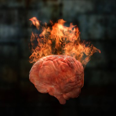 İnsan beyninin kızgın ateşle yakılmasının 3 boyutlu yansıması