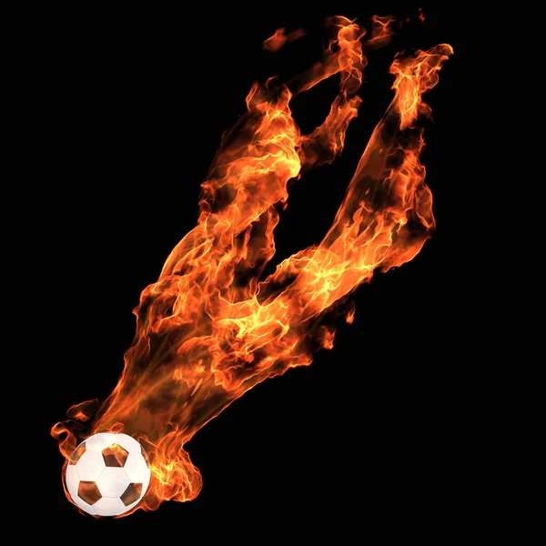 3D Rendering of a Burning Football with Hot Fire Flame Isolated on
