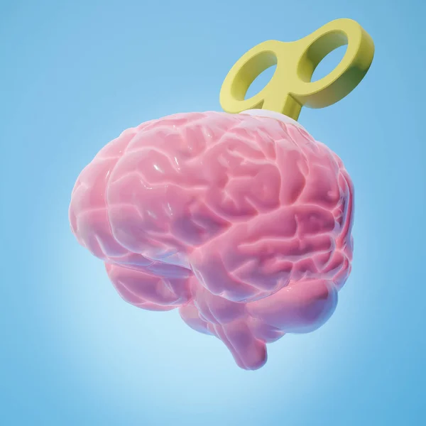 3D Rendering of a Toy Brain with a Winding Mechanism