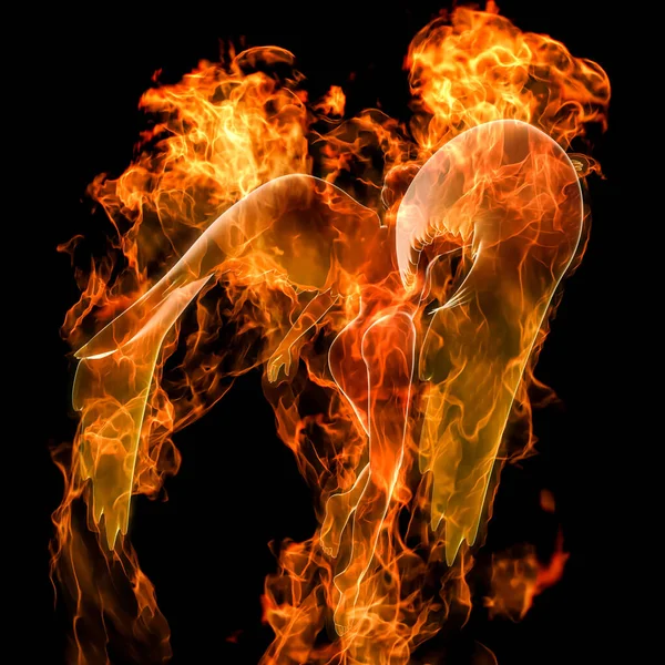Rendering Angel Burns Hot Fire Flame — Stock Fotó