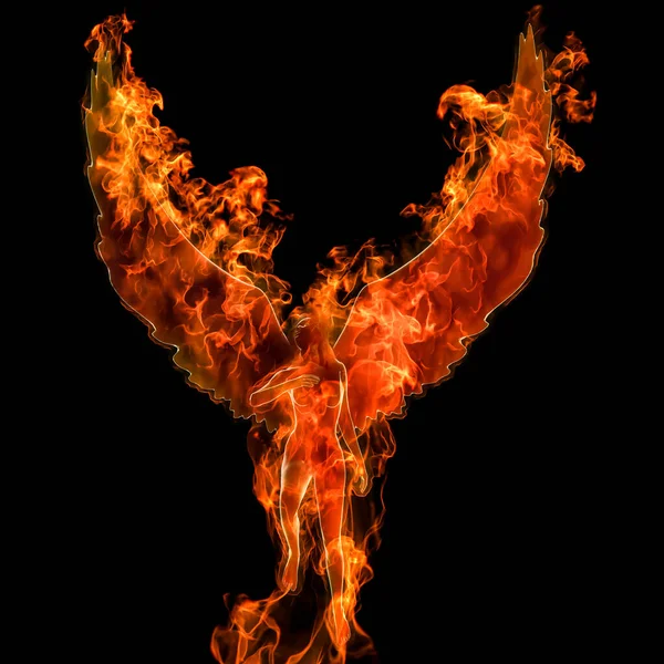 Rendering Angel Burns Hot Fire Flame — Foto de Stock