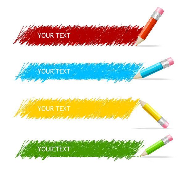 Vector colorful text box and pencils