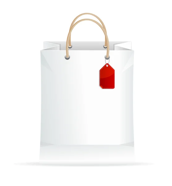 Vector paper white shopping bag isolated on white — Stock Vector